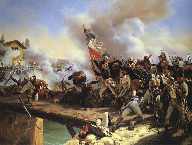 Horace Vernet Napoleon Bonaparte leading his troops over the bridge of Arcole oil painting image